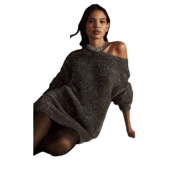 Anthropologie Oversized Slouchy Indie Grunge Stretchy Whimsigoth Metallic XS - Picture 11 of 12